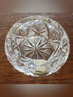 VTG Bohemian Czech Hand Cut Crystal Ashtray Star Design Heavy 8 Point Star 60s